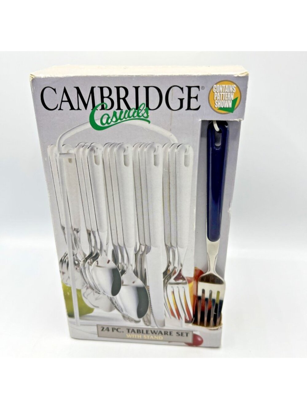Cambridge Casuals Flatware Vogue Blue Handle 24 Piece with Stand Service for 6